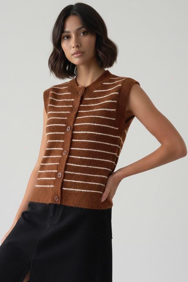 Hırka-Kahve Ekru Çizgili