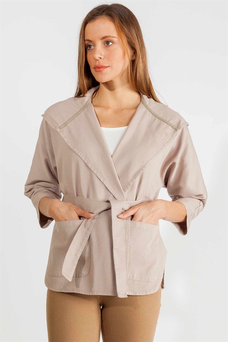 Kapüşonlu Ceket - Kül