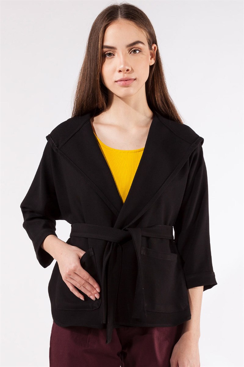 Kapüşonlu Ceket - Siyah