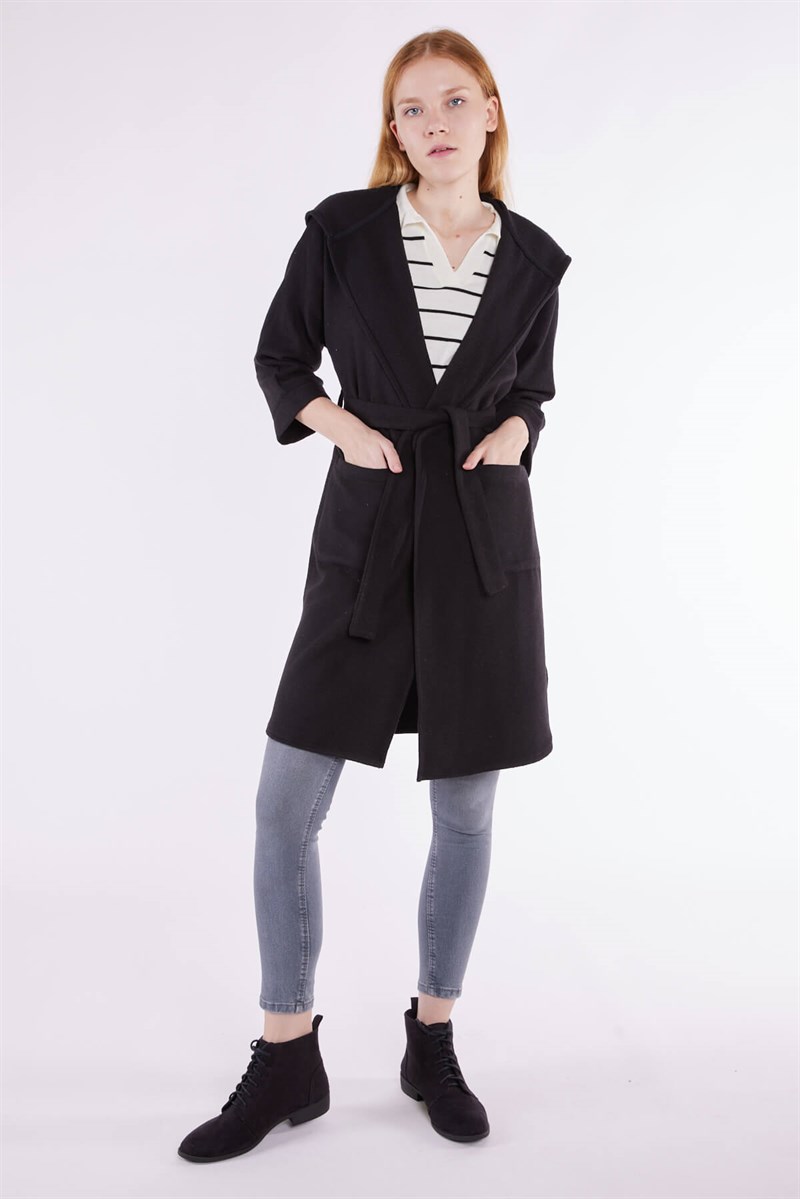 Kapüşonlu Ceket - Siyah