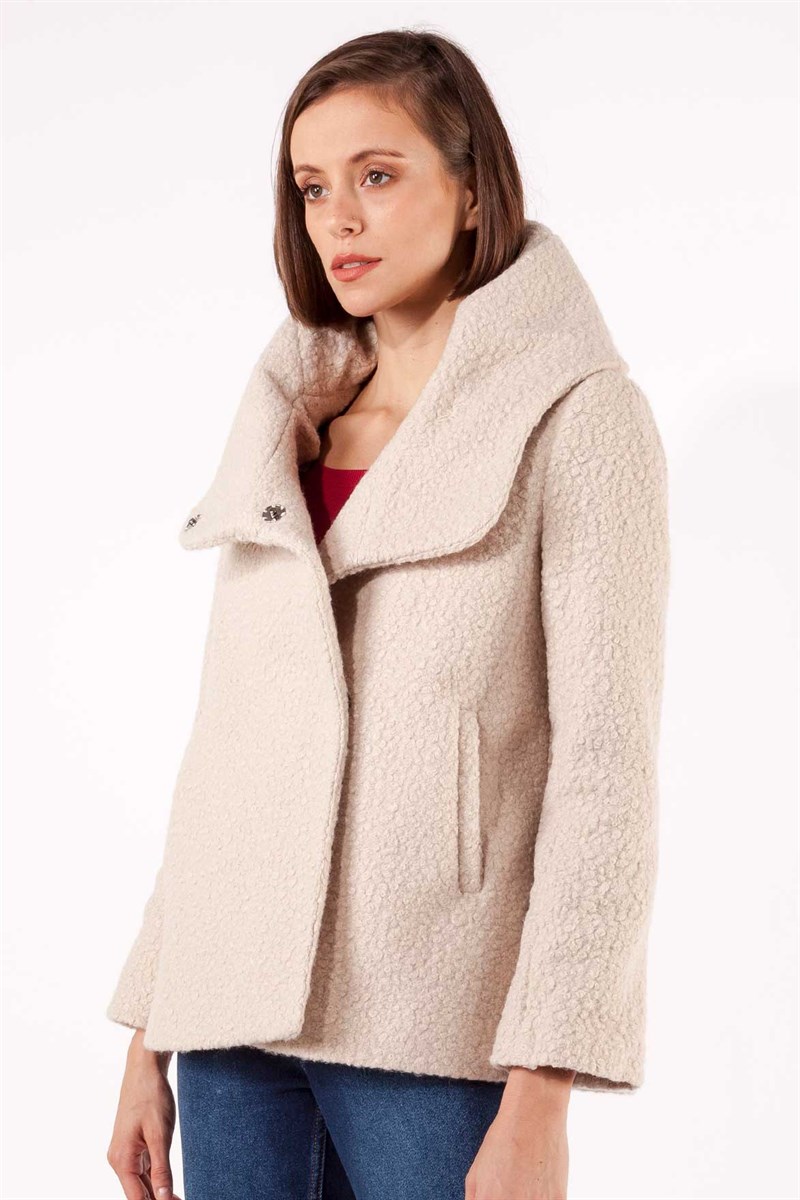 Kapüşonlu Kaban - Krem