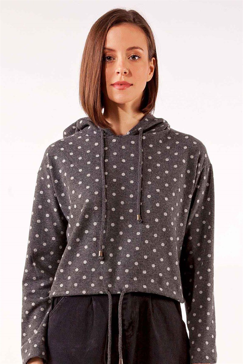 Kapüşonlu Sweatshirt - Antrasit Puanlı