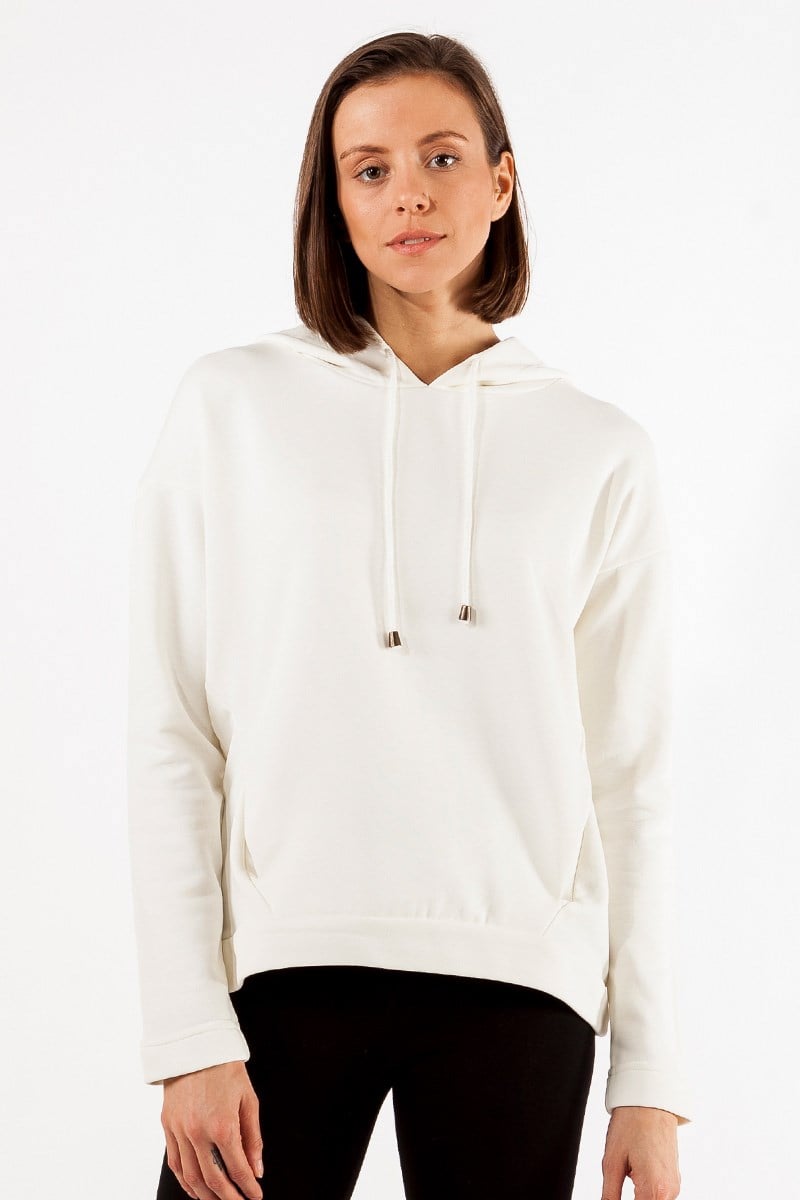 Kapüşonlu Sweatshirt - Ekru