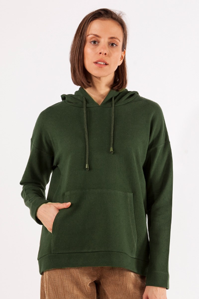 Kapüşonlu Sweatshirt - Haki