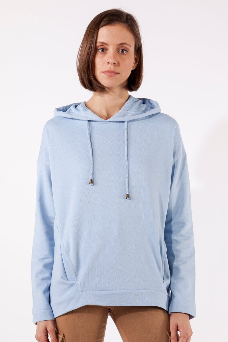 Kapüşonlu Sweatshirt - Mavi