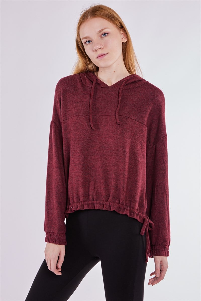 Kapüşonlu Sweatshirt - Bordo