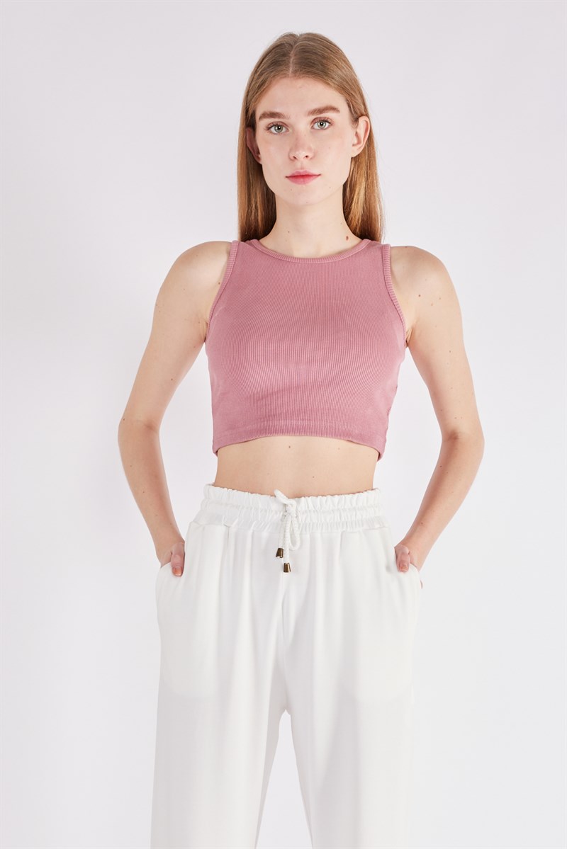 Oval Yaka Crop - Gülkurusu