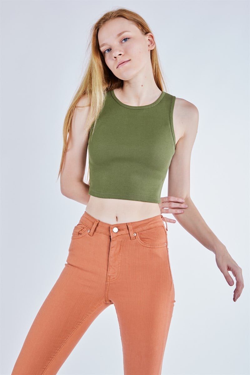 Oval Yaka Crop - Haki