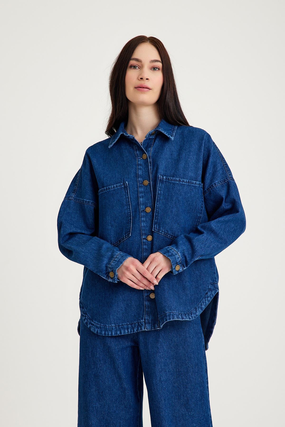 Oversize Gömlek - Lacivert