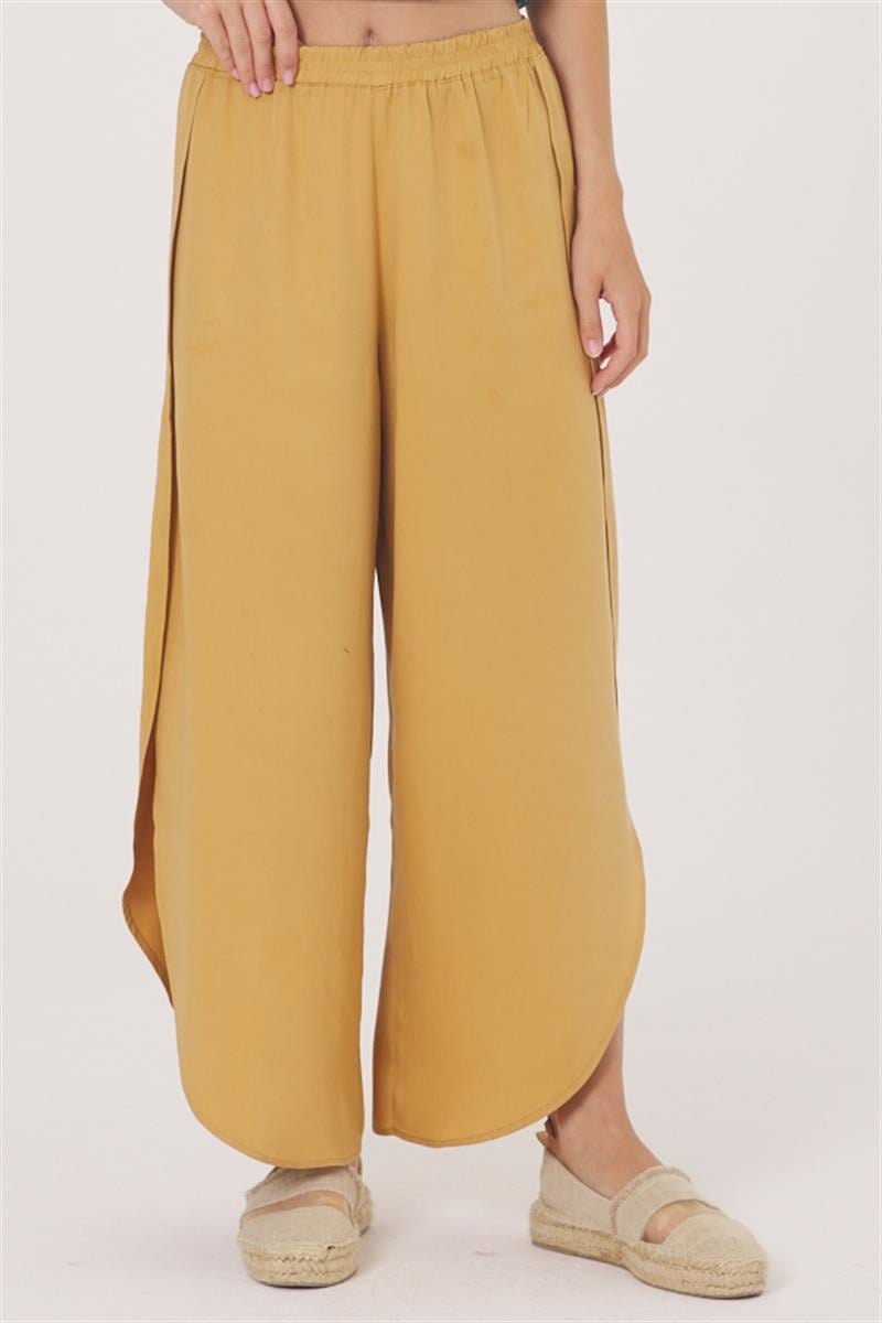 Paça Detaylı Pantolon - Hardal