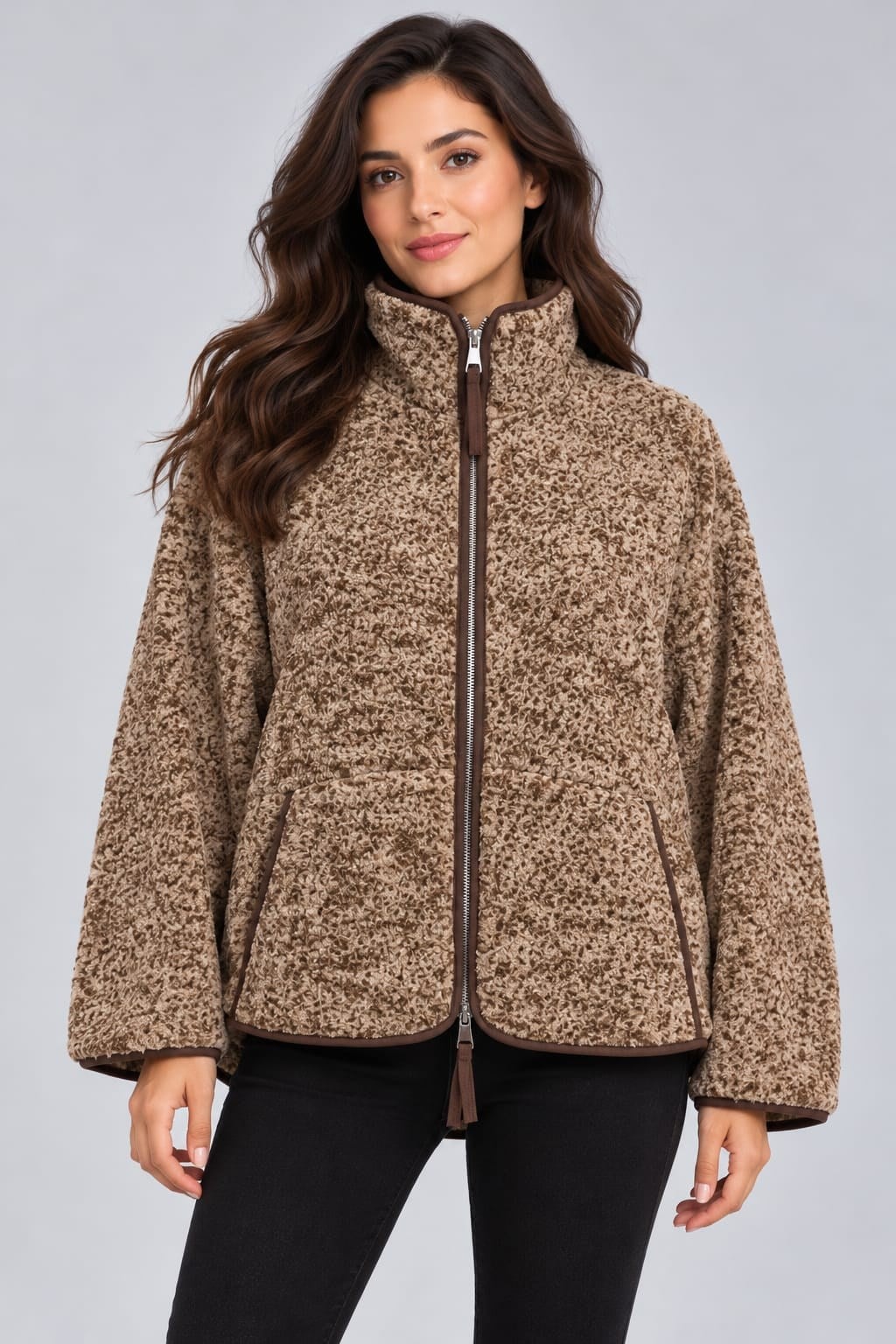 Peluş Teddy Ceket-Kahverengi 