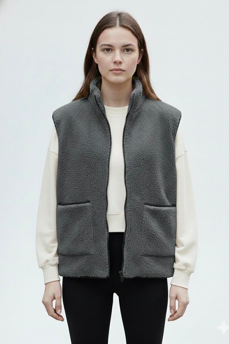 Peluş Yelek - Füme