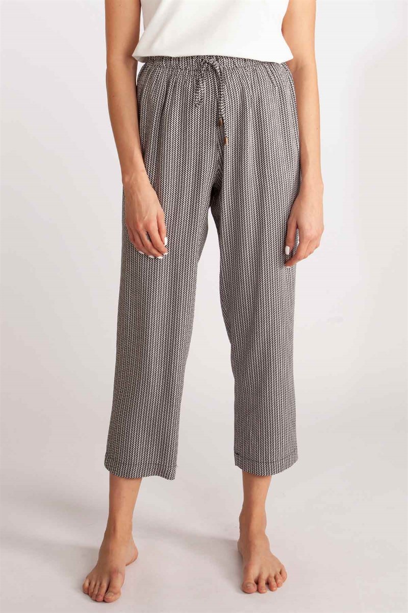 Pijama - Ekru Siyah Desenli
