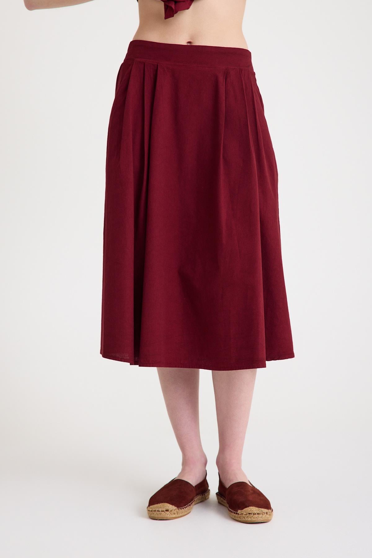 Pileli Etek - Mürdüm