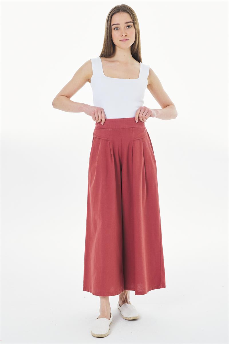 Pili Detaylı Pantolon - Gülkurusu