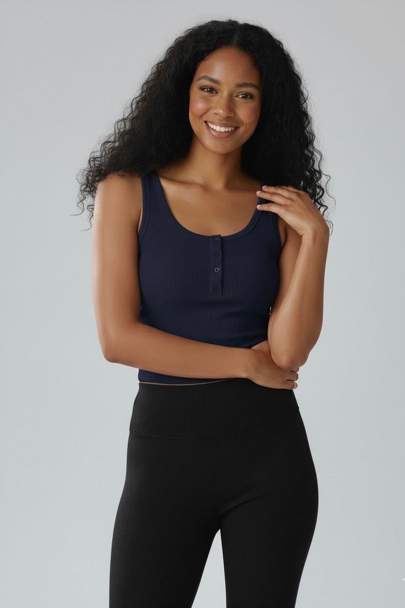 Süs Düğmeli Atlet - Lacivert