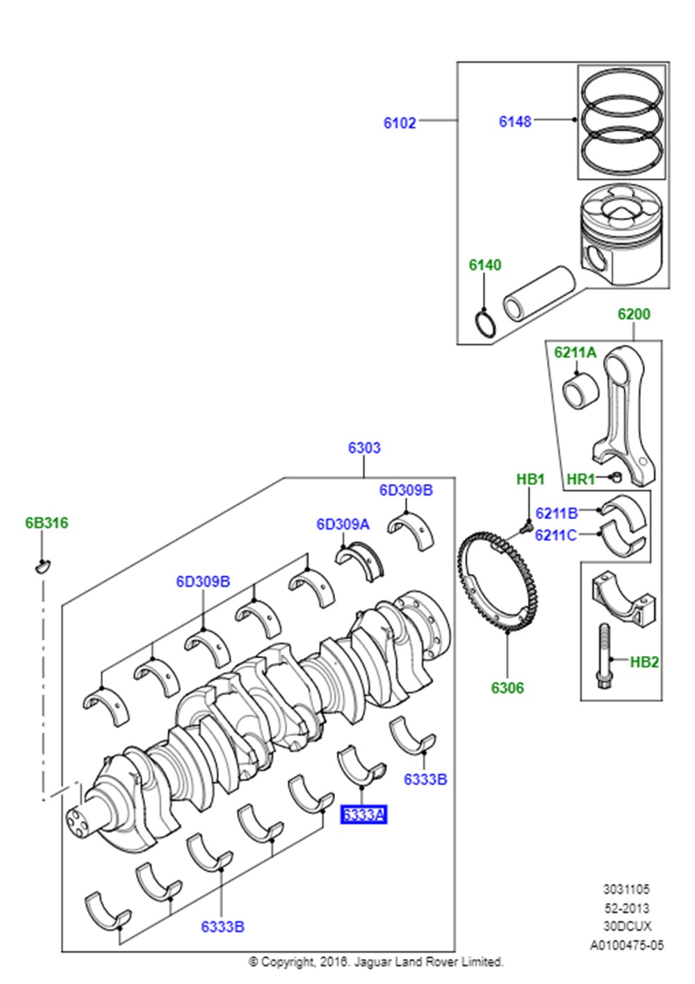 LAND ROVERLAND ROVER ORİJİNAL ANA YATAK LEB102210L