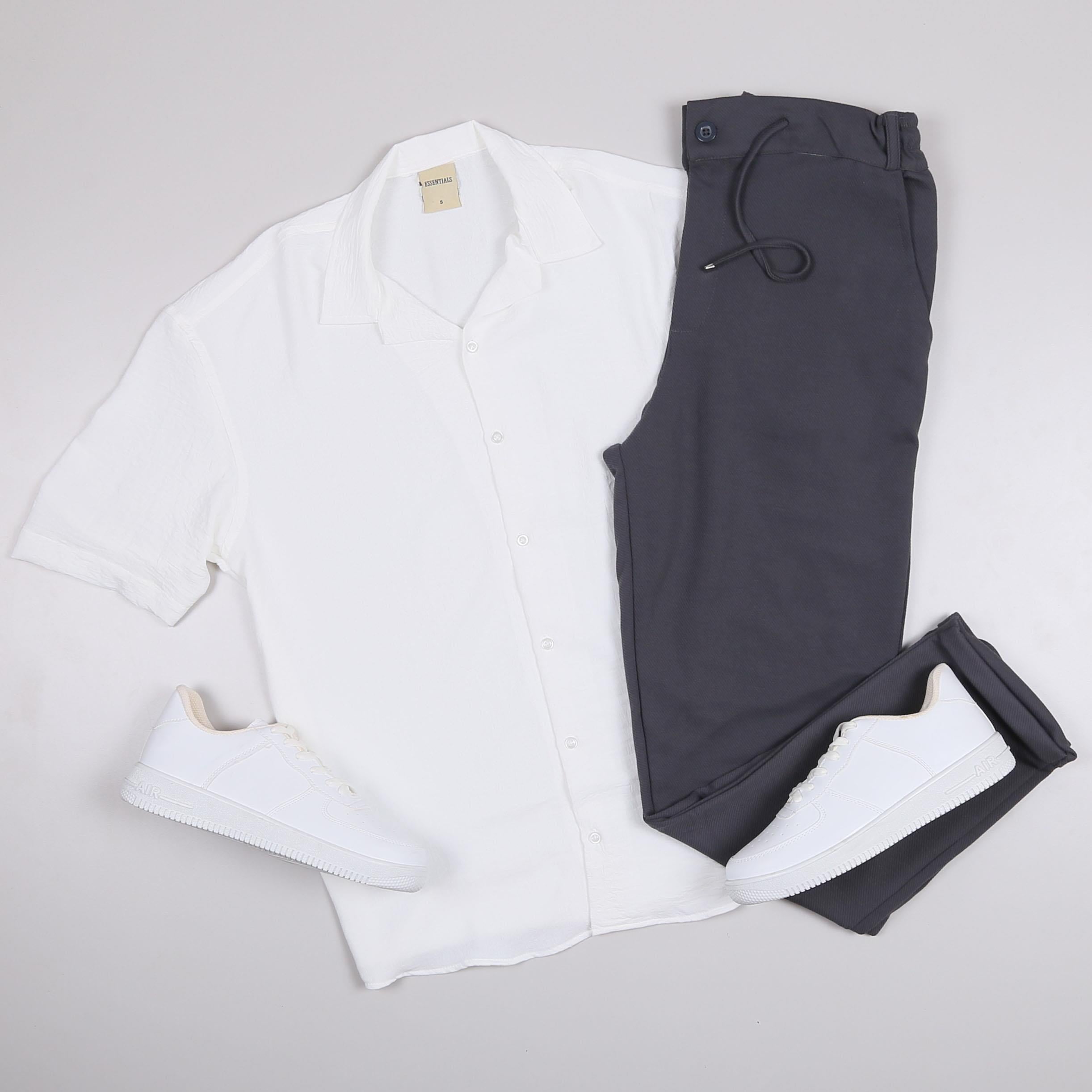 Beyaz Kısa Kol Gömlek Pantolon Ayakkabı Kombin