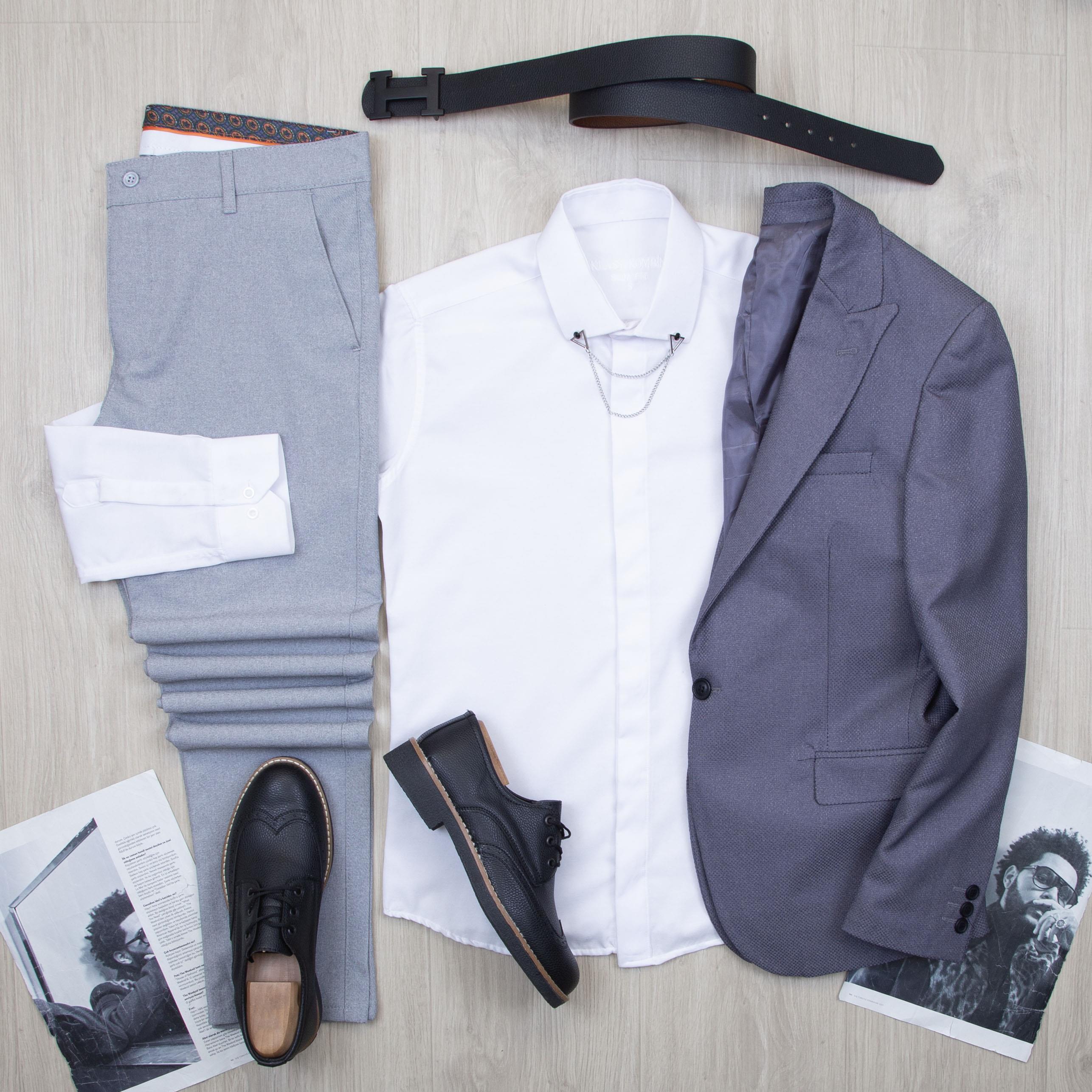 Füme Blazer Ceket Gömlek Pantolon Ayakkabı Kombin