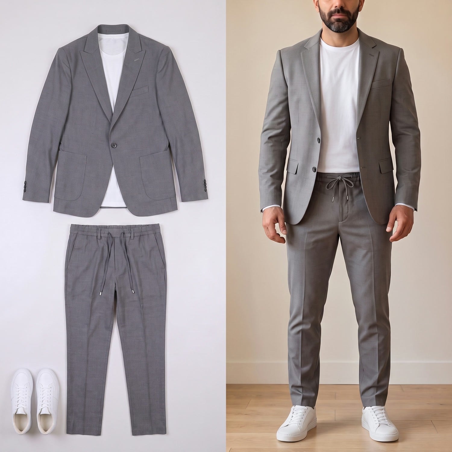 Füme Spor Takım Elbise Kombini Erkek | Slim Fit Şık Günlük Set 