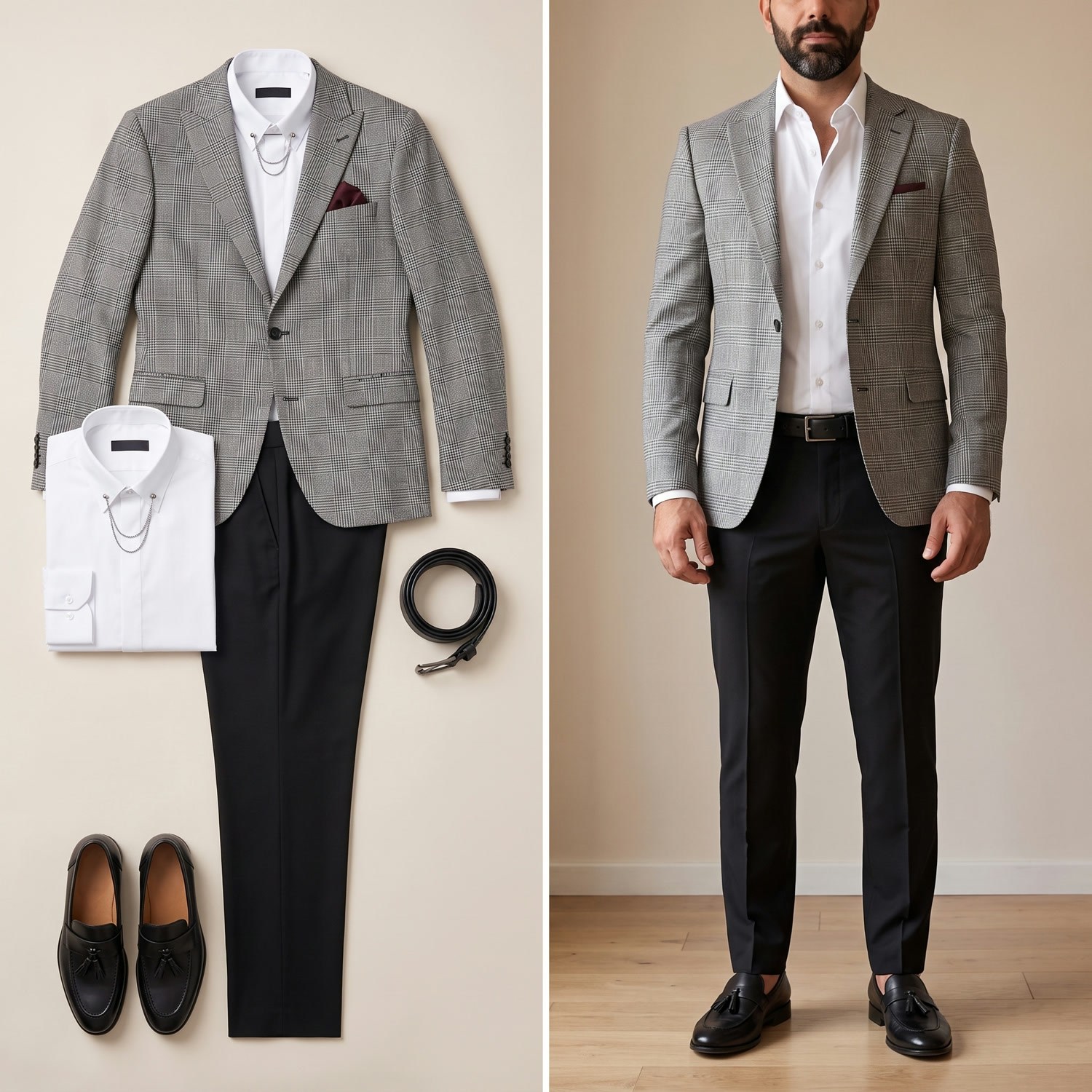 Gri Blazer Ceket Kombini Erkek | Slim Fit Şık Komple Set 