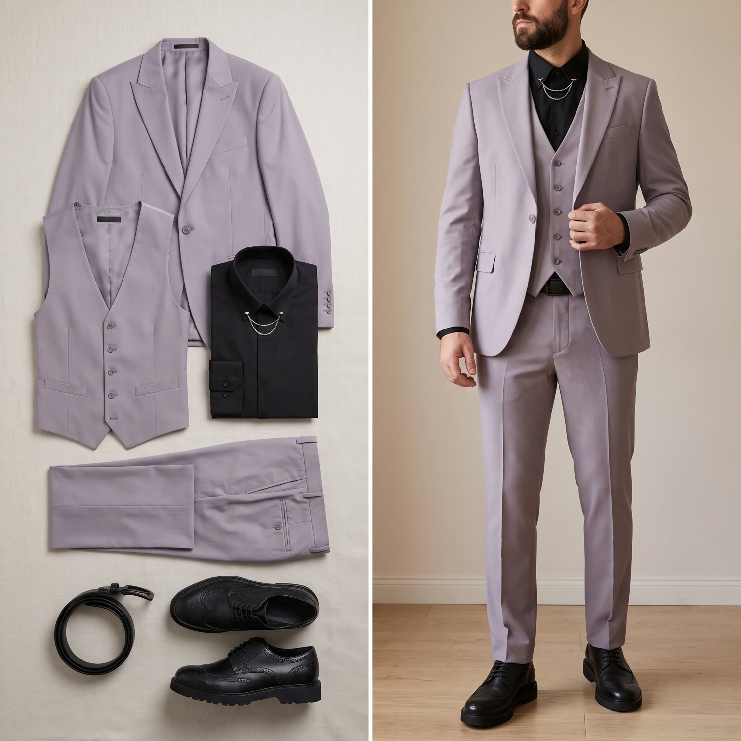 Gri Takım Elbise Kombini Erkek | Slim Fit Şık Komple Set 