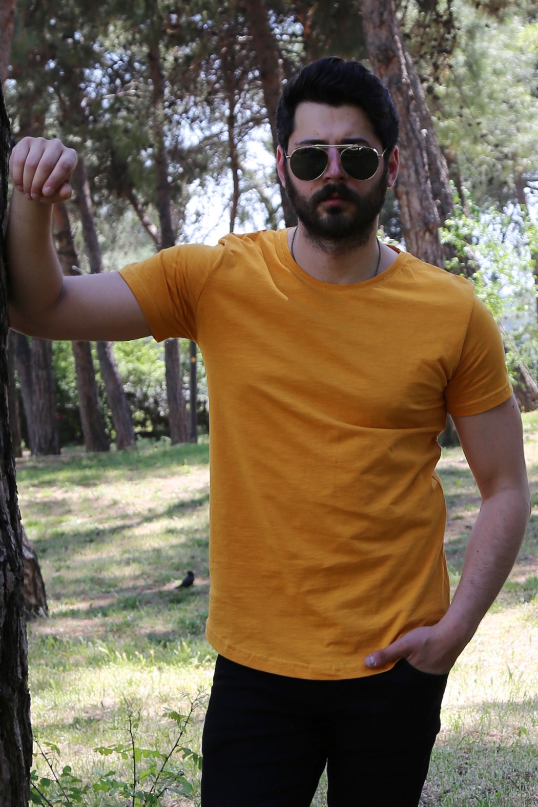 Hardal Oval Kesim Basic Tişört