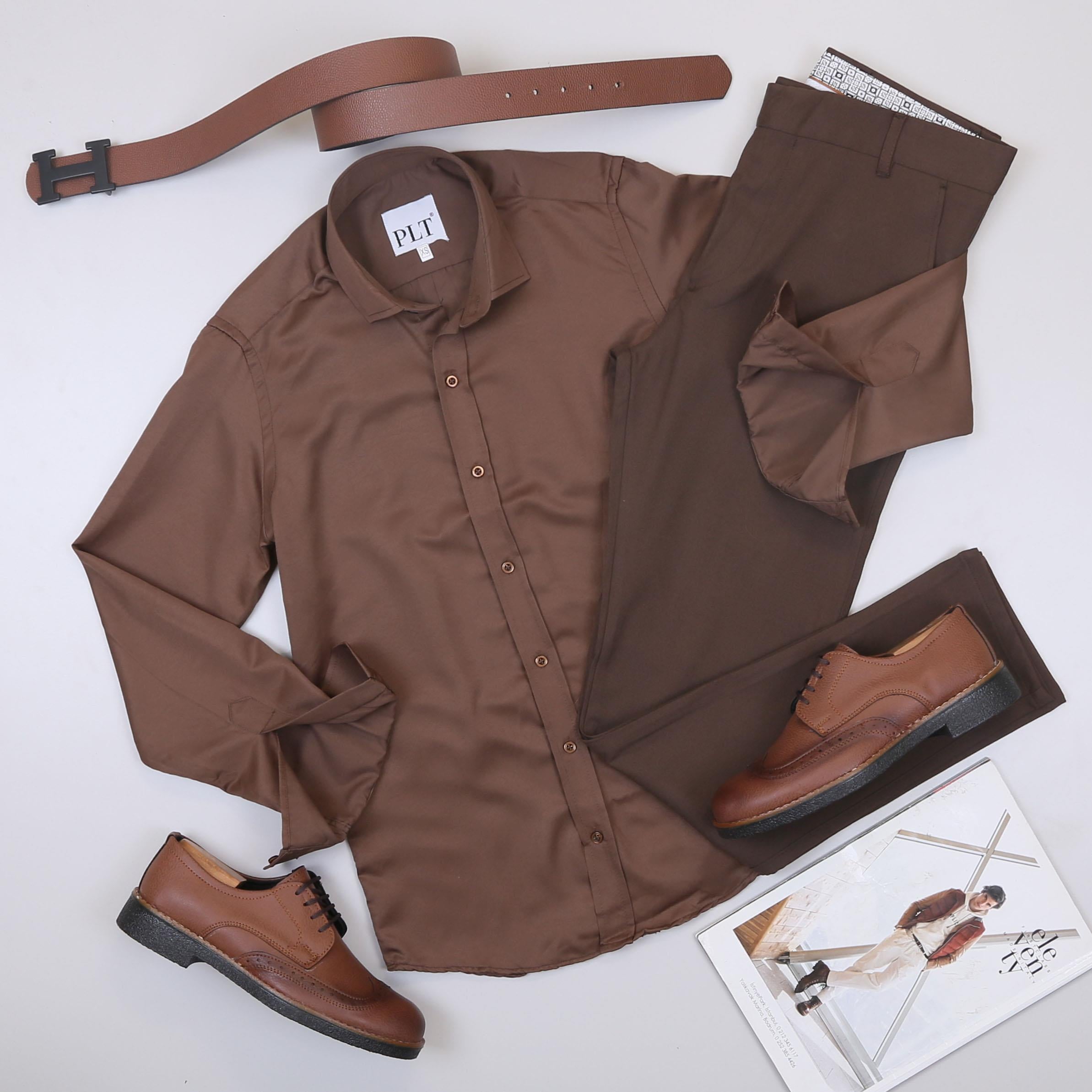 Kahve Gömlek Kahve Pantolon Ayakkabı Kombin