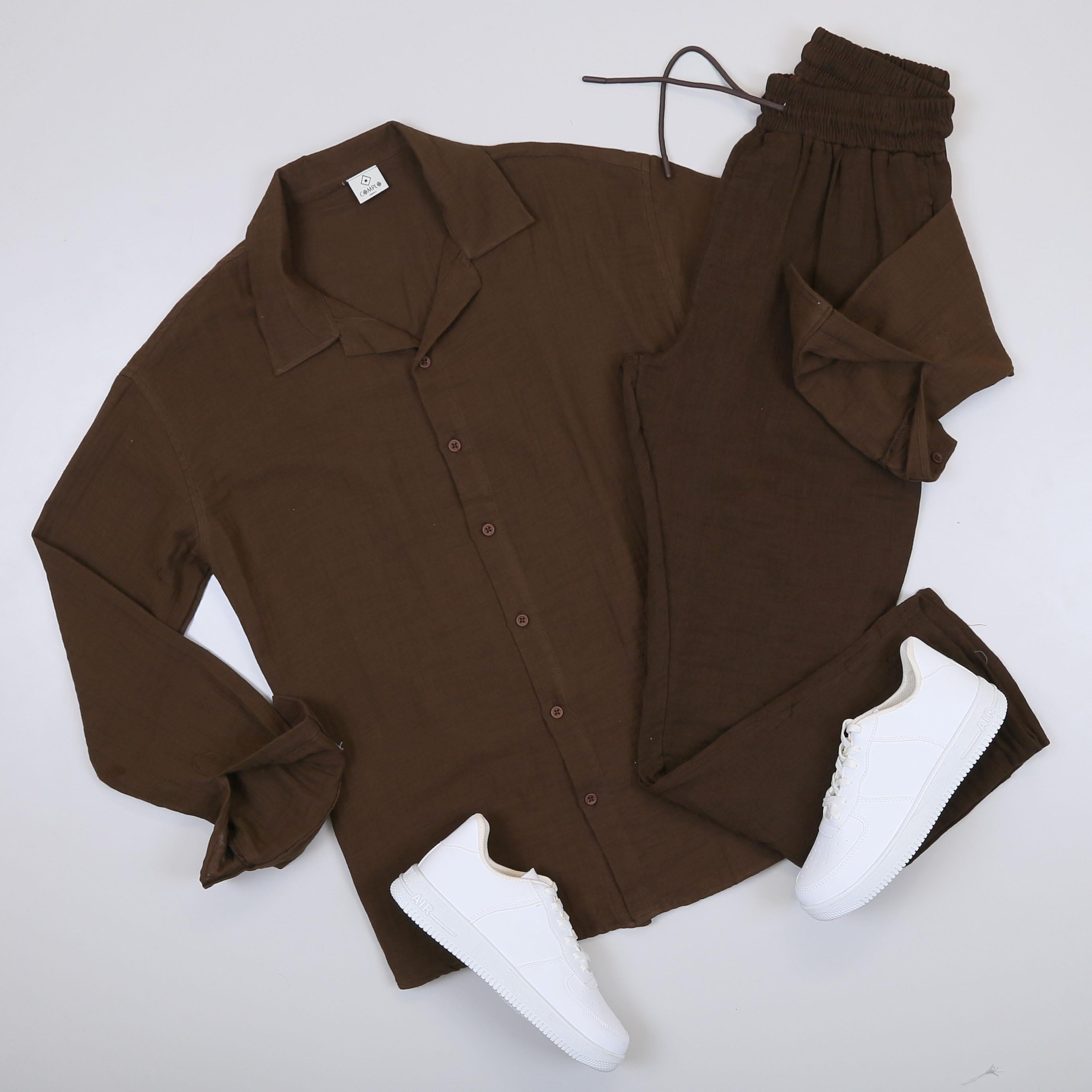 Kahve Spor Takım Ayakkabı Kombin