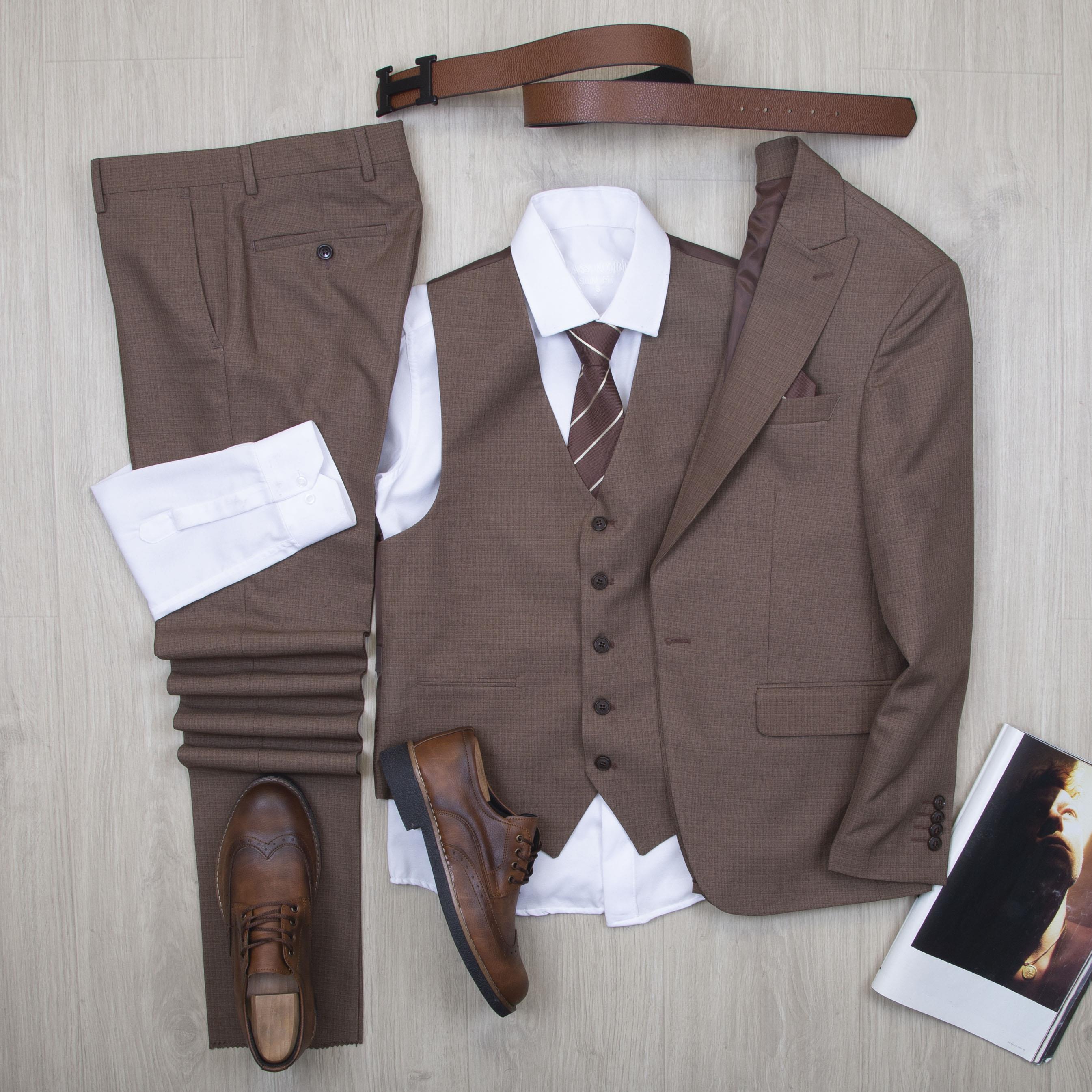 Kahve Takım Elbise Kombini