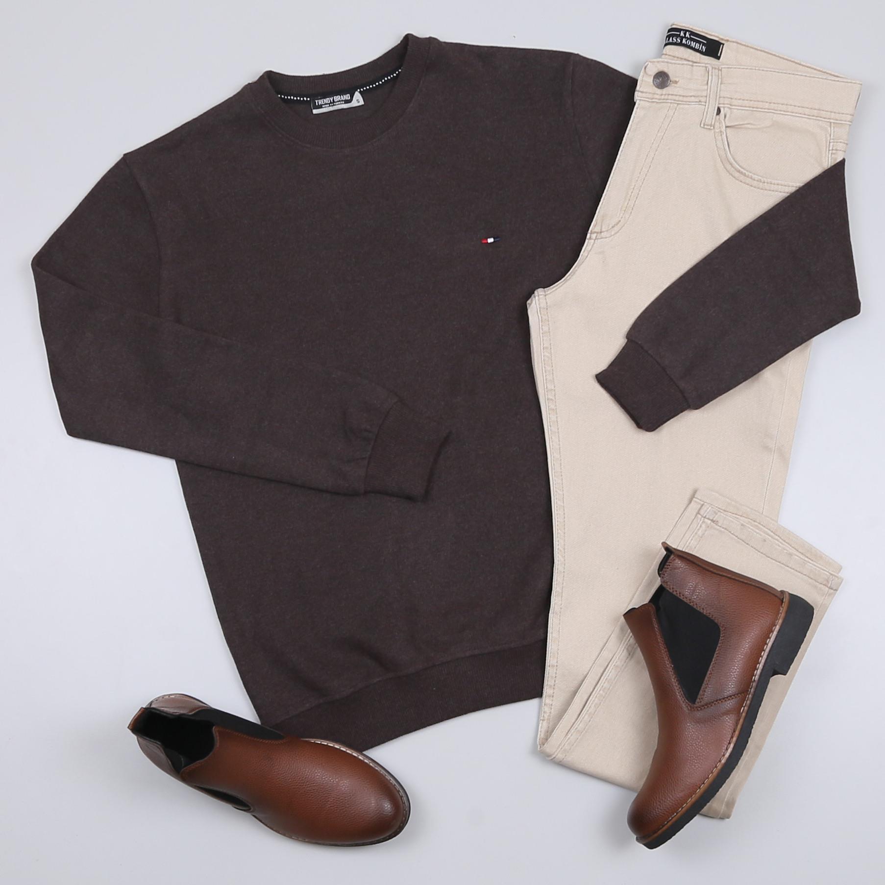 Koyu Kahve Kazak Kot Pantolon Bot Kombini