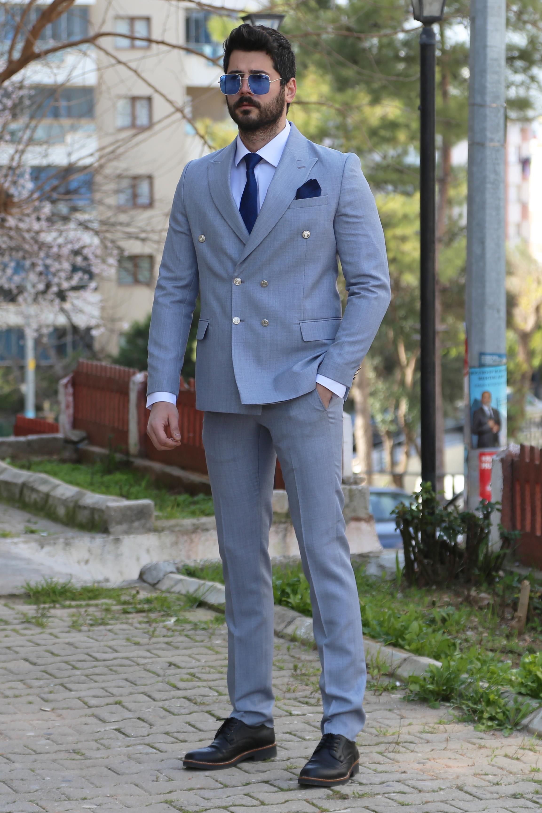 Kruvaze Ceket Pantolon 2'li Set