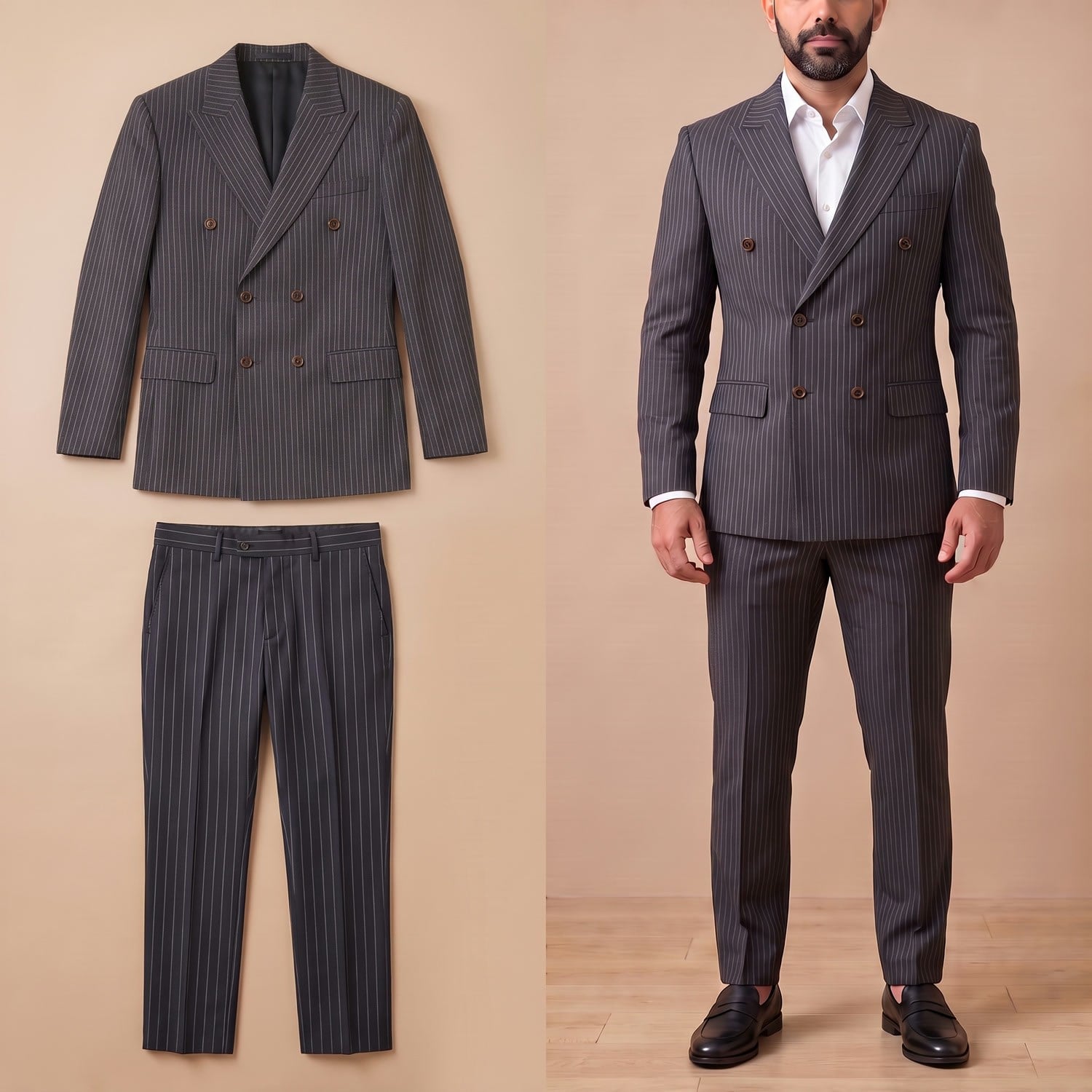 Kruvaze Ceket Pantolon 2'li Set