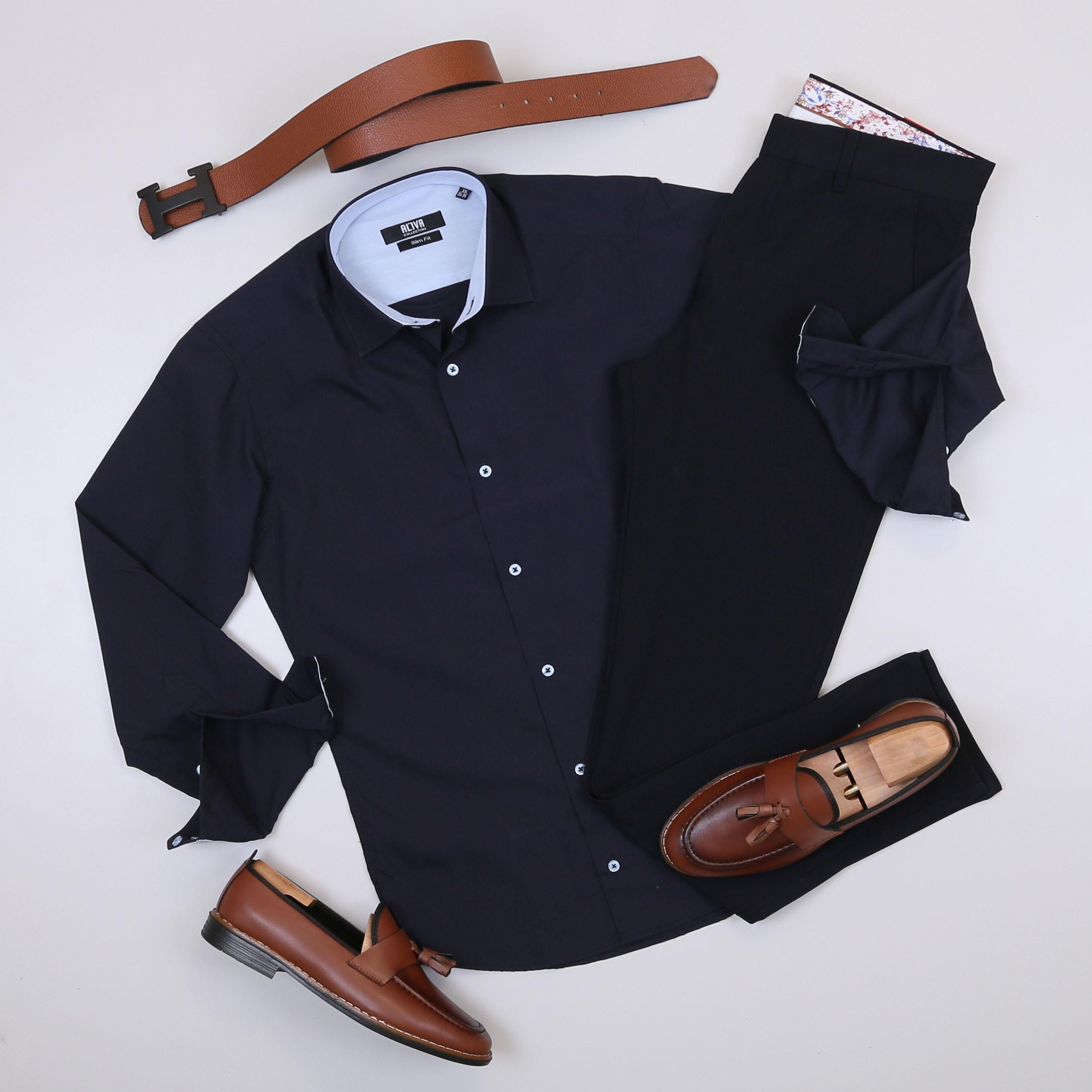 Lacivert Gömlek Lacivert Pantolon Ayakkabı Kombin