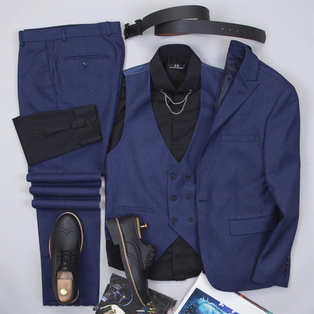 Mavi Takım Elbise Kombini