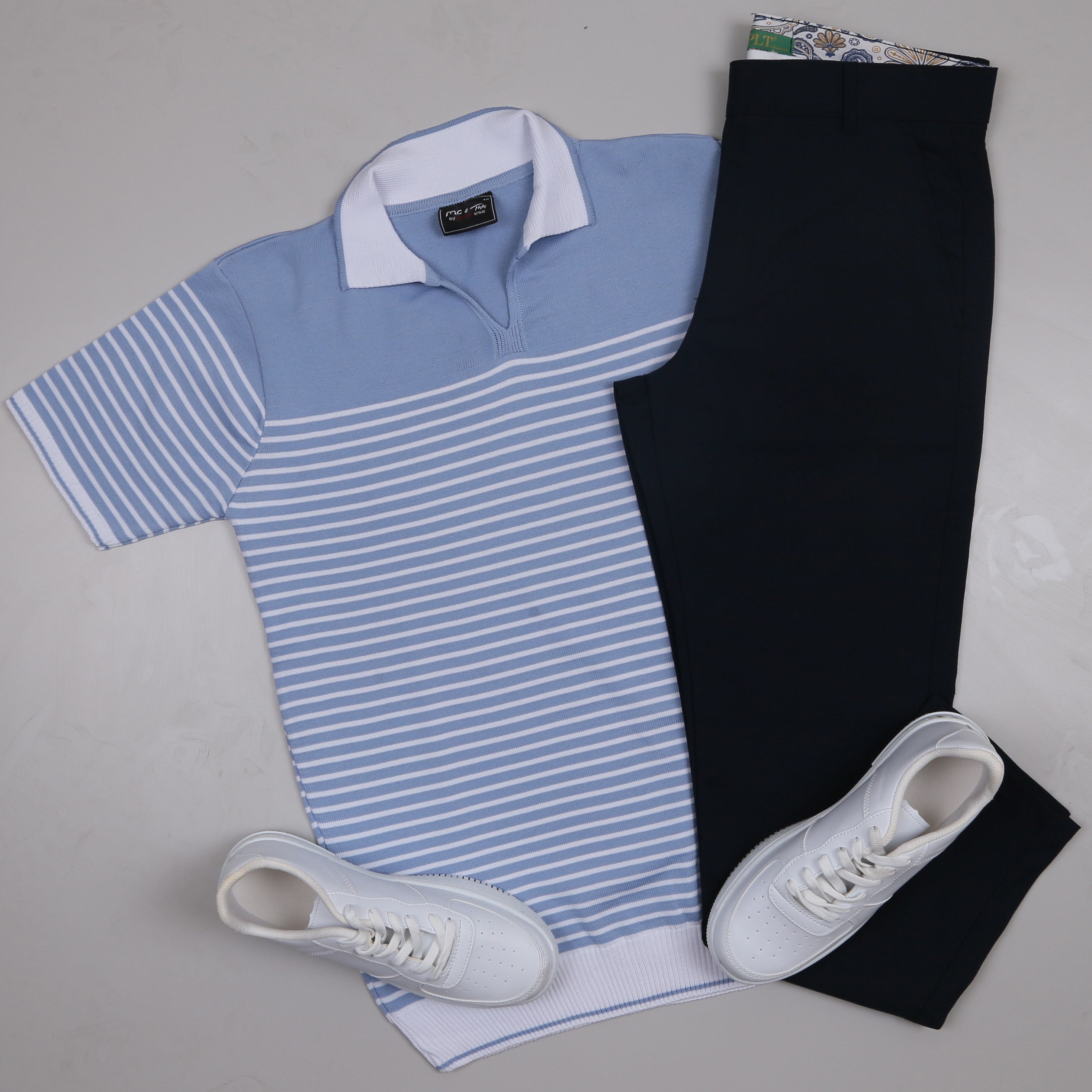 Mavi Triko Polo Yaka Tişört Lacivert Kumaş  Pantolon Ayakkabı Kombin