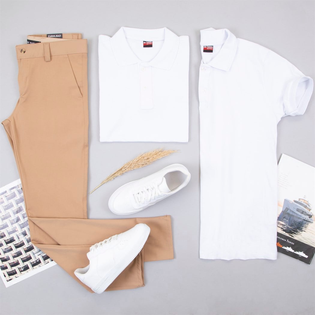 Polo Yaka Tişört Pantolon Ayakkabı Kombin