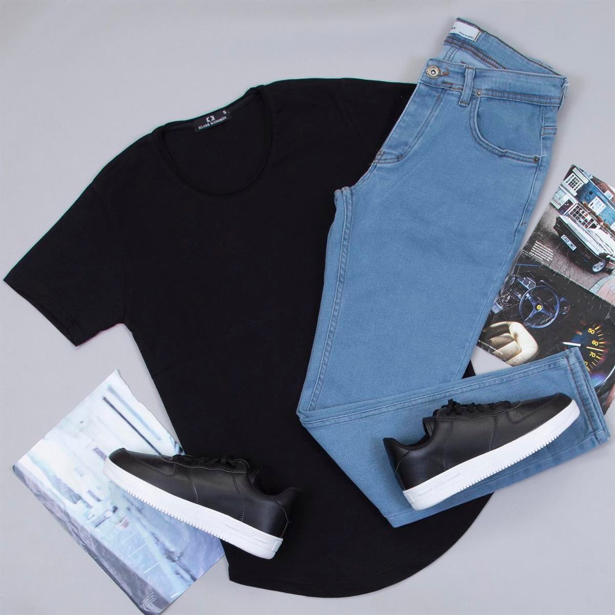 Siyah Basic Tişört Pantolon Ayakkabı Kombin