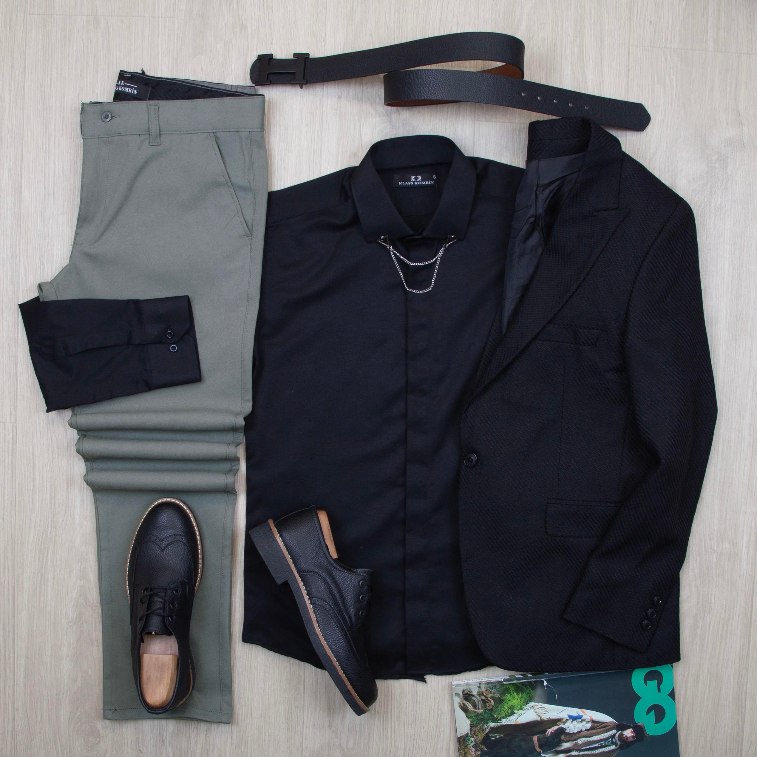 Siyah Blazer Ceket Gömlek Pantolon Ayakkabı Kombin