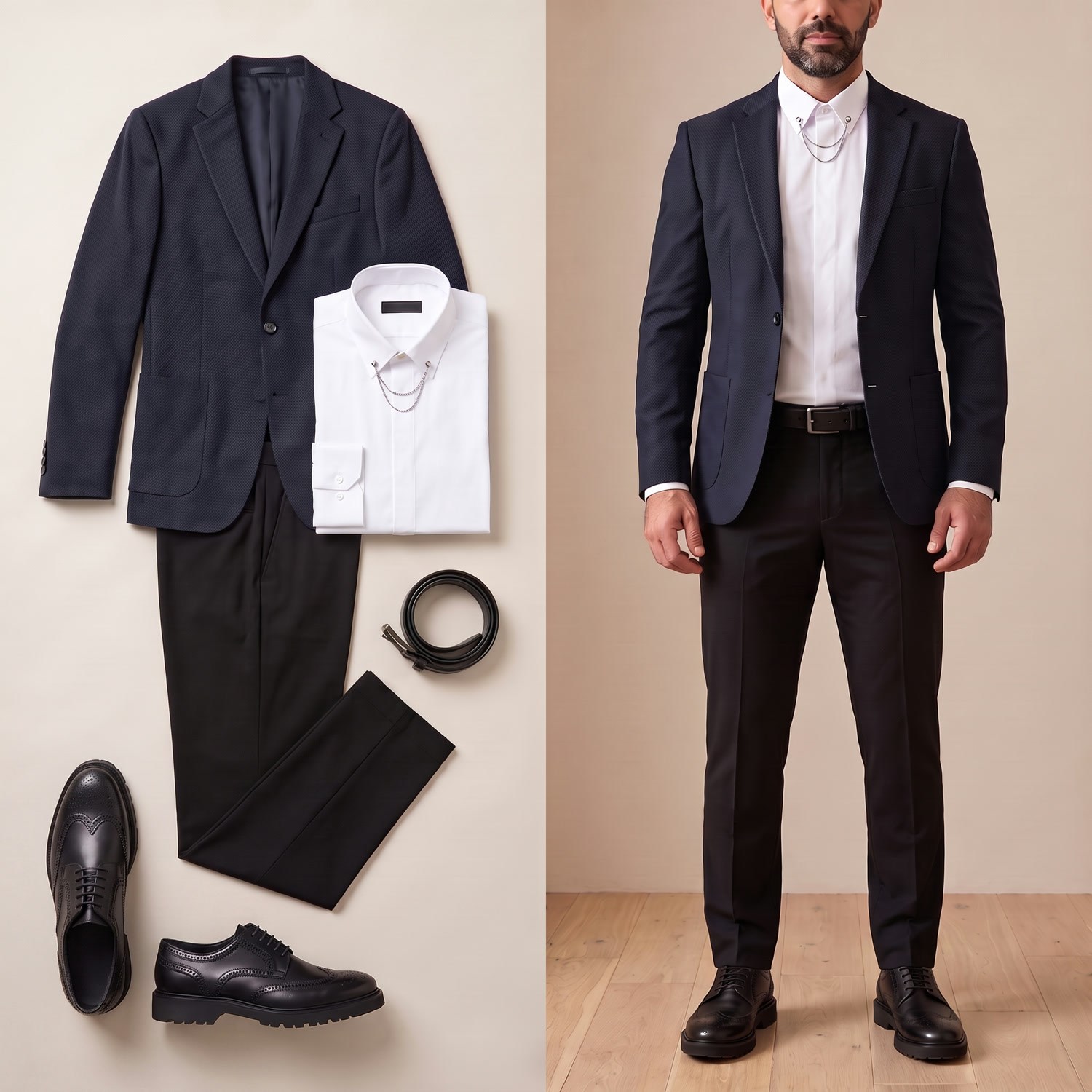 Siyah Blazer Ceket Kombini Erkek | Slim Fit Şık Komple Set 