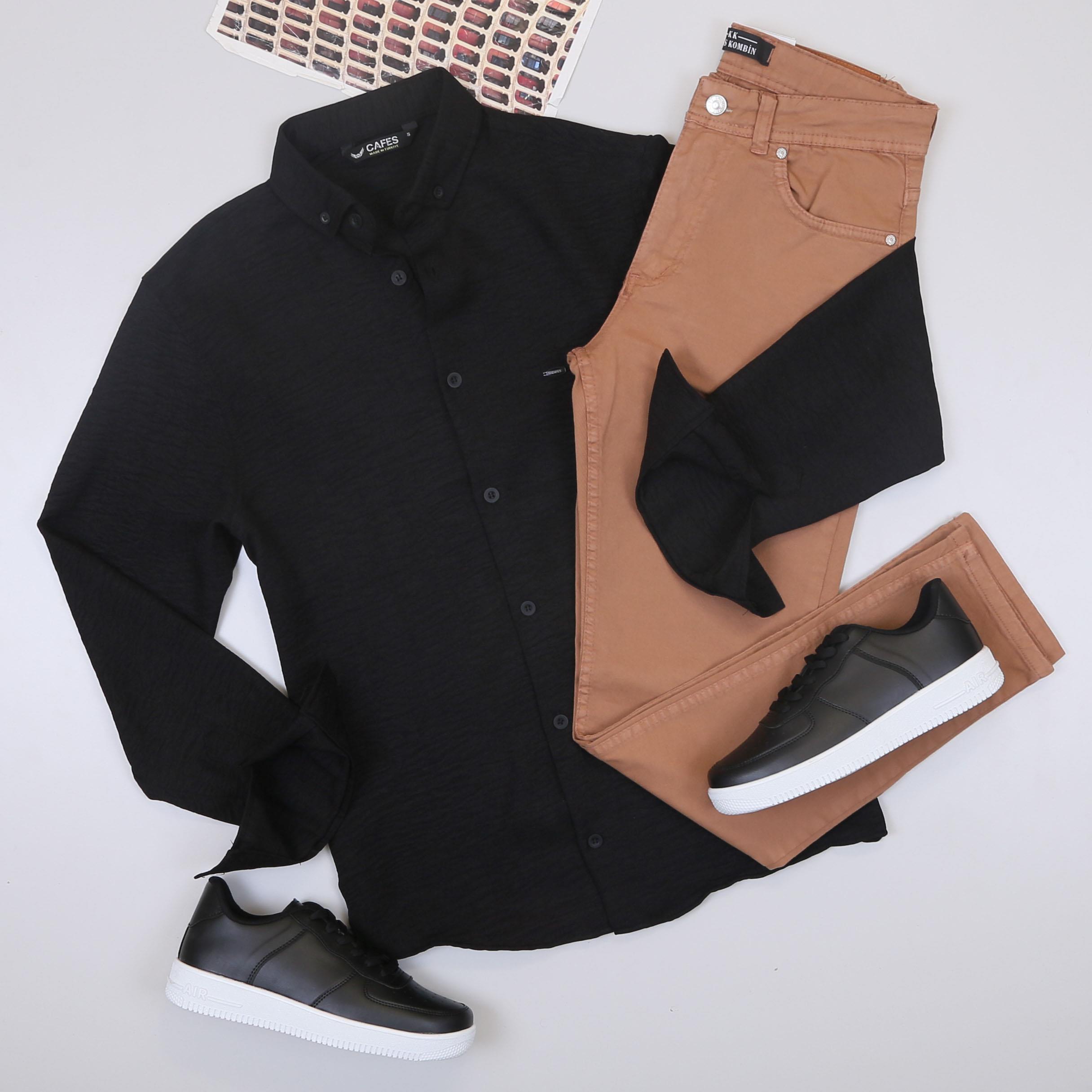 Siyah Gömlek Pantolon Ayakkabı Kombin