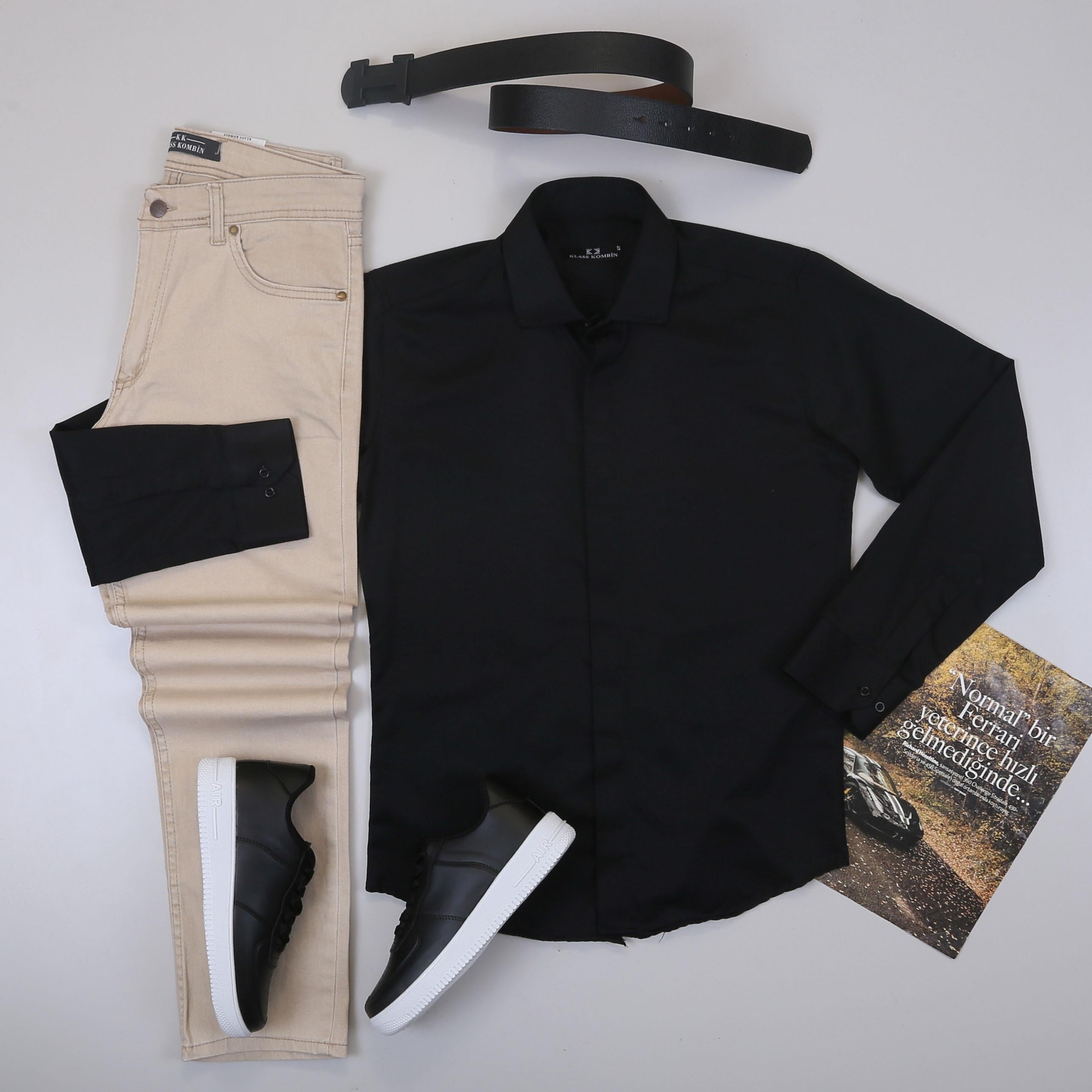 Siyah Gömlek Pantolon Ayakkabı Kombin