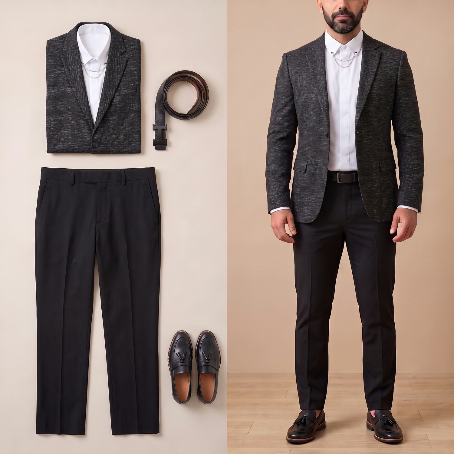 Siyah Kırçıllı Blazer Ceket Kombini