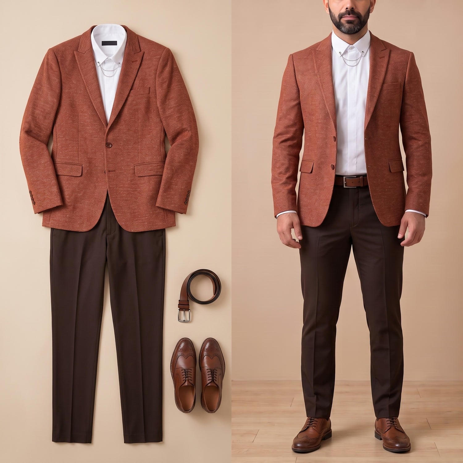 Taba Kırçıllı Blazer Ceket Kombini