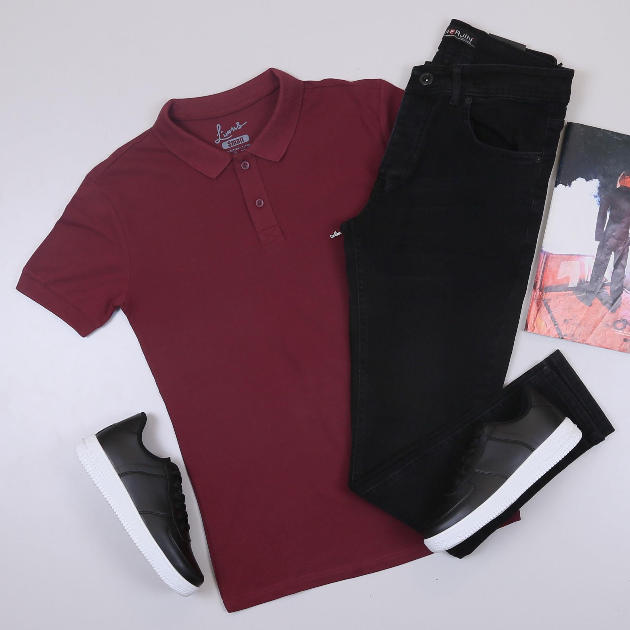 Vişne Çürüğü Polo Yaka Tişört Pantolon Ayakkabı Kombin