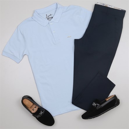 Mavi Polo Yaka Tişört Kot Pantolon Kombini Erkek | Slim Fit Şık Günlük Set