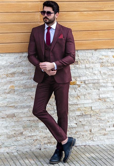 Mürdüm Takım Elbise Kombini