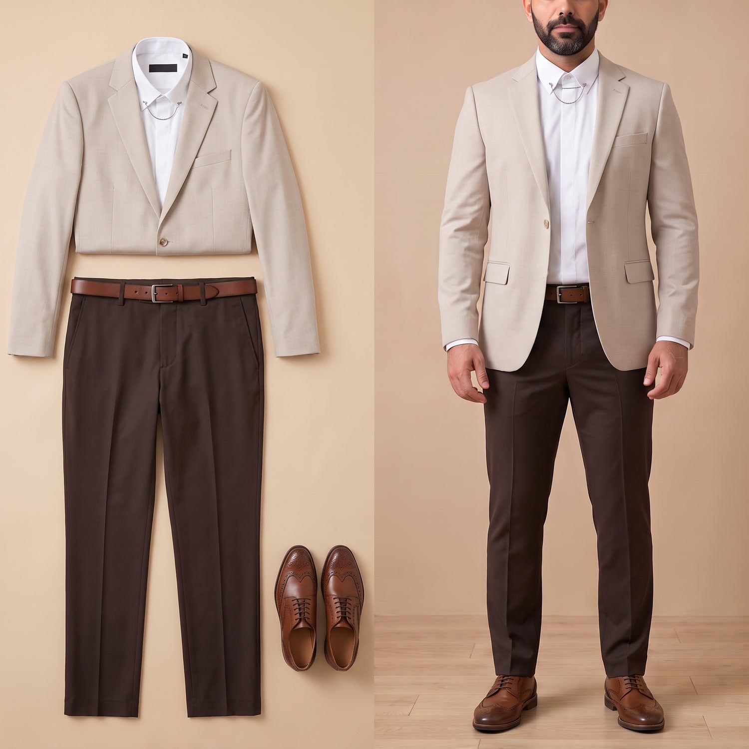 Bej Blazer Ceket Kombini
