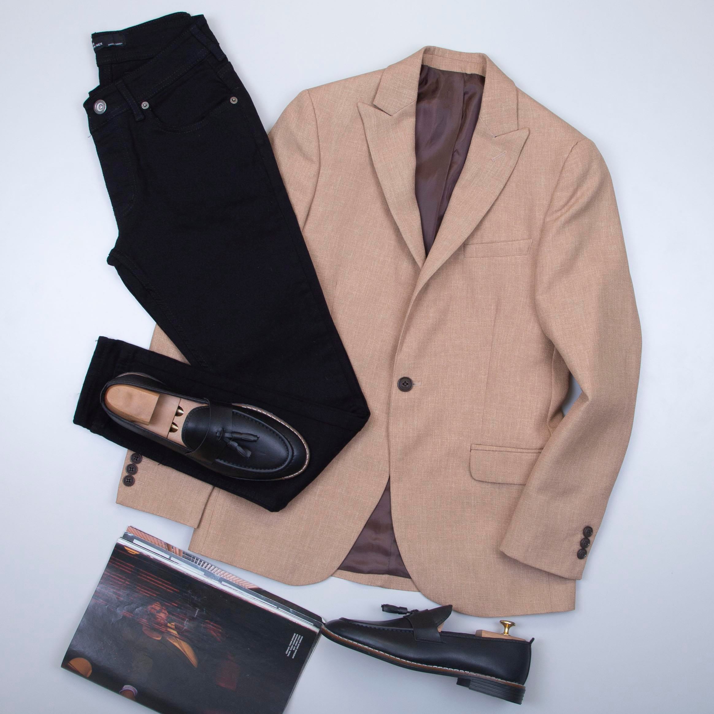 Bej Blazer Ceket Pantolon Ayakkabı Kombin