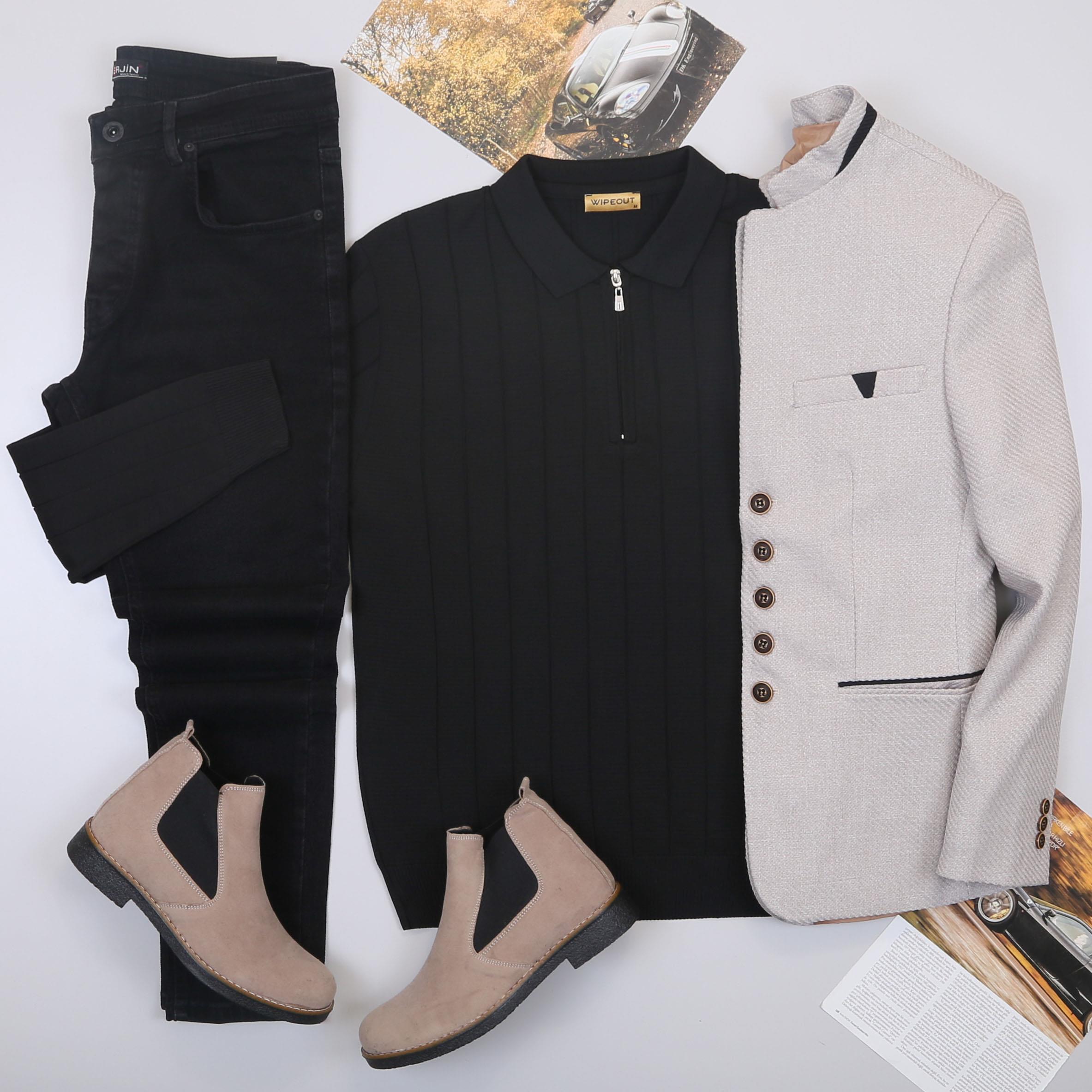 Bej Dik Yaka Blazer Ceket Kombini